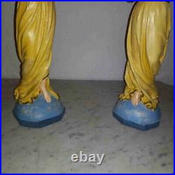 Antique Italian pair religious art plaster church presbytery angel lamps 1920s