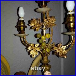 Antique Italian pair religious art plaster church presbytery angel lamps 1920s