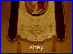 Antique Jesus Christ Catholic Church Banner Religious Painting on Canvas 49H