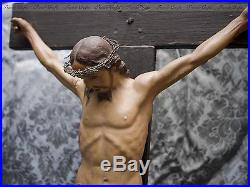 Antique Jesus Christ Crucifixion Religious Christian Cross Praying Sculpture