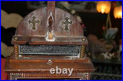 Antique Jesus Christ Religious Wood Icon Shrine last Rites Box Christianity