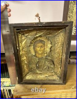 Antique Jesus Christ Savior Icon Primitive Style 12.2in Religious Art Decor Antique Jesus Christ Savior Icon Primitive Style 12.2in Religious Art Decor