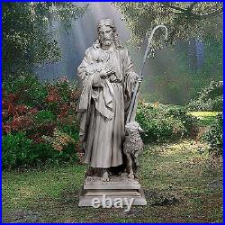 Antique Jesus Christ The Good Shepherd Statue Religious Gift Flower Garden Decor