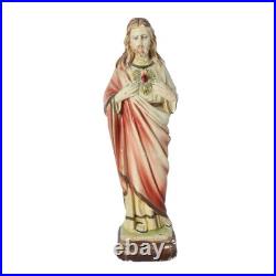 Antique Jesus Sacred Heart Statue Plaster Chalkware Religious Figure Italy 1920s