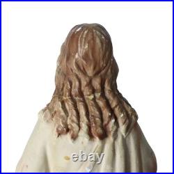 Antique Jesus Sacred Heart Statue Plaster Chalkware Religious Figure Italy 1920s