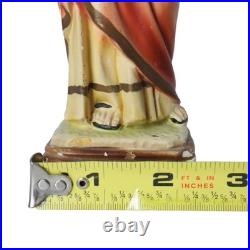 Antique Jesus Sacred Heart Statue Plaster Chalkware Religious Figure Italy 1920s