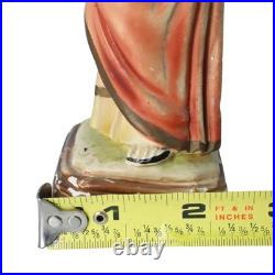 Antique Jesus Sacred Heart Statue Plaster Chalkware Religious Figure Italy 1920s