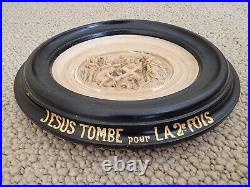 Antique Jesus Tombe pour La 2e Fois French Religious Oval Plaque Meerschaum