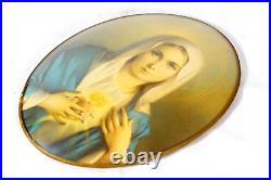 Antique Jesus & Virgin Mary Religious Dome Glass Portraits Bilderbacks Inc