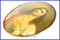 Antique Jesus & Virgin Mary Religious Dome Glass Portraits Bilderbacks Inc