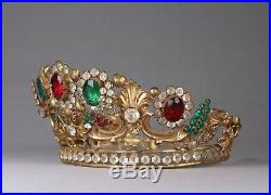 Antique Jeweled Santos Crown French Baroque Tiara Religious Catholic