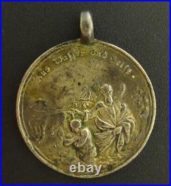 Antique John the Baptist Medal Religious Catholic German Of Water and Spirit