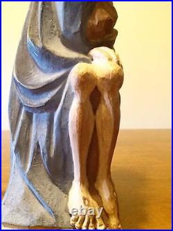 Antique Joseph & Jesus Religious Wood Carving W. Moskata