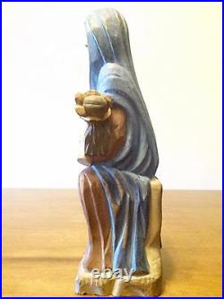 Antique Joseph & Jesus Religious Wood Carving W. Moskata