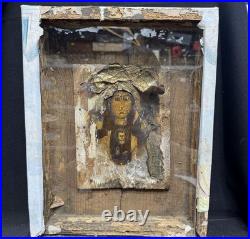 Antique Kazan Virgin Mary Icon 14x11 Orthodox Religious Wood Panel Art
