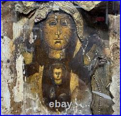 Antique Kazan Virgin Mary Icon 14x11 Orthodox Religious Wood Panel Art