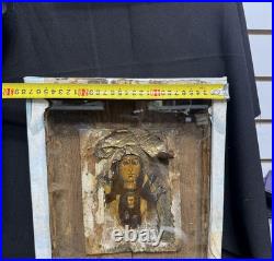 Antique Kazan Virgin Mary Icon 14x11 Orthodox Religious Wood Panel Art