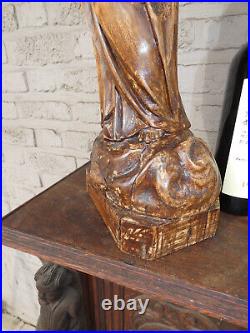 Antique L 1800s Rare Wood carved young jesus statue sculpture religious saint