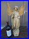 Antique-L-French-neo-gothic-ceramic-Archangel-statue-figurine-rare-religious-01-qgt