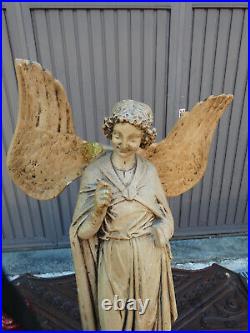 Antique L French neo gothic ceramic Archangel statue figurine rare religious