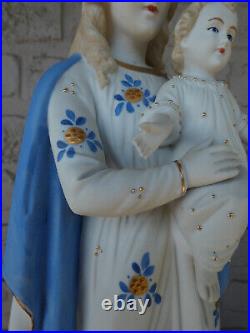 Antique L porcelain bisque MAdonna statue figurine religious
