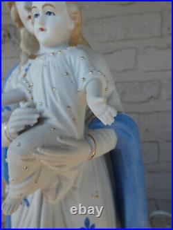 Antique L porcelain bisque MAdonna statue figurine religious