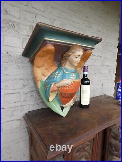 Antique LARGE French chalk Church angel wall console religious saint