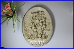 Antique LArge French 19thc meerschaum carved religious plaque crucifixion