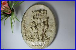 Antique LArge French 19thc meerschaum carved religious plaque crucifixion