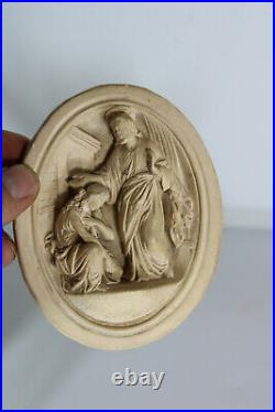 Antique LArge French 19thc meerschaum carved religious plaque jesus