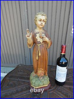 Antique Large French ceramic young jesus statue figurine religious rare