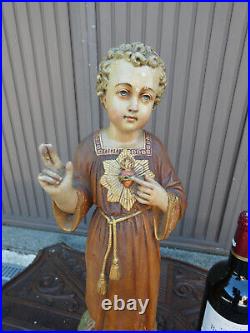 Antique Large French ceramic young jesus statue figurine religious rare