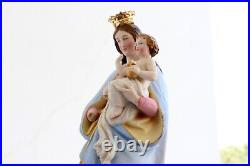Antique Large Porcelain Madonna Baby Statue Religious Virgin Mary Jesus Cross