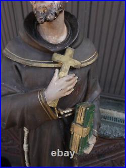 Antique Large Saint Francis Assisi Skull Statue Religious rare marked