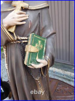 Antique Large Saint Francis Assisi Skull Statue Religious rare marked