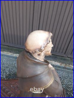 Antique Large Saint Francis Assisi Skull Statue Religious rare marked