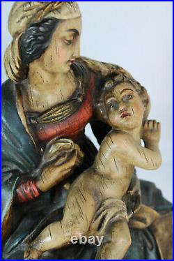 Antique Large chalkware statue madonna child religious