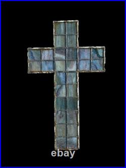 Antique Leaded Stained Glass Religious Spiritual Holy Cross