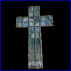 Antique Leaded Stained Glass Religious Spiritual Holy Cross