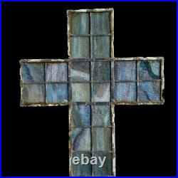 Antique Leaded Stained Glass Religious Spiritual Holy Cross