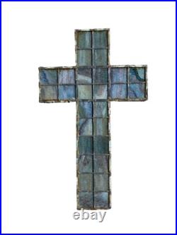 Antique Leaded Stained Glass Religious Spiritual Holy Cross