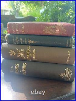 Antique Lot 4 Religious Works Of Josephus/Bible Looking Glass/Pope Pius 9th/poet