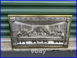 Antique M. Registrado Religious The Last Supper Silver 3-d Wall Art