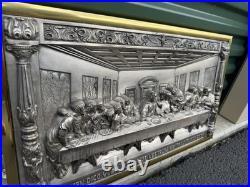Antique M. Registrado Religious The Last Supper Silver 3-d Wall Art