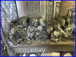 Antique M. Registrado Religious The Last Supper Silver 3-d Wall Art