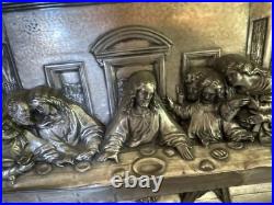 Antique M. Registrado Religious The Last Supper Silver 3-d Wall Art
