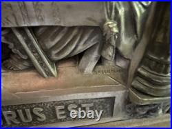 Antique M. Registrado Religious The Last Supper Silver 3-d Wall Art