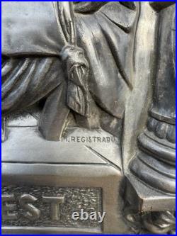 Antique M. Registrado Religious The Last Supper Silver 3-d Wall Art