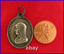 Antique MARY ANGEL Medal FRENCH Religious Silver CHILD TO HEAVEN Pendant WAAG