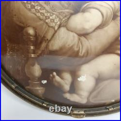 Antique Madonna Della Seggiola Raphael Round Framed Religious Art Print